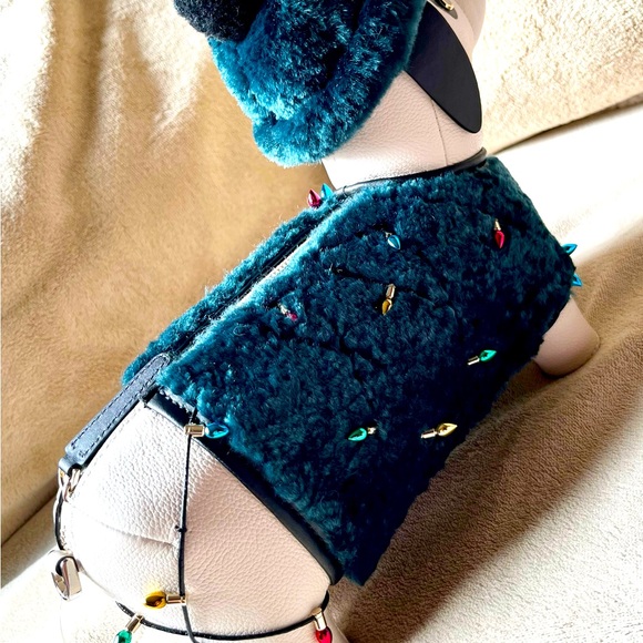 BNWT Collectible Kate Spade Dachshund Dog Claude Bag, Green, Christmas Lights - Picture 3 of 8